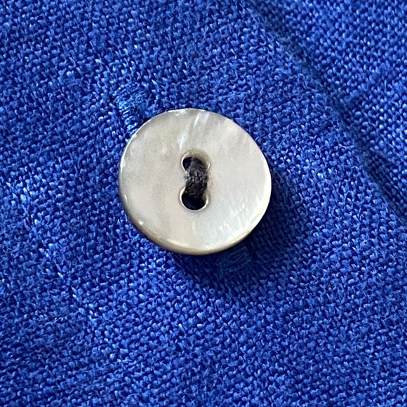 J. Jill Love Linen Royal Blue Button Down Shirt Size Large Petite - Picture 5 of 15